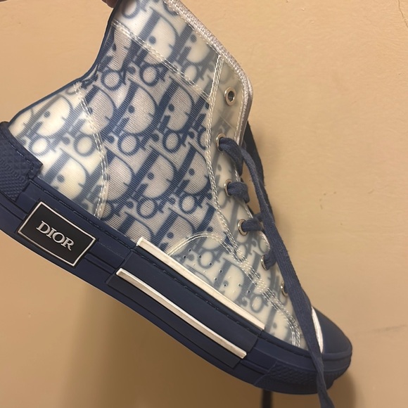Dior High-Top Sneakers in Blue and White - Picture 3 of 4